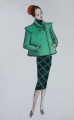 Foto 3: Annemarie Strupat: 9 Aquarelle auf 7 Blättern, Entwürfe für Mode 50er Jahre, Frauenkleidung Herbst-Winter, Mitte 20. Jahrhundert