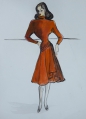 Foto 4: Annemarie Strupat: 9 Aquarelle auf 7 Blättern, Entwürfe für Mode 50er Jahre, Frauenkleidung Herbst-Winter, Mitte 20. Jahrhundert