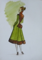 Foto 5: Annemarie Strupat: 9 Aquarelle auf 7 Blättern, Entwürfe für Mode 50er Jahre, Frauenkleidung Herbst-Winter, Mitte 20. Jahrhundert