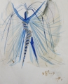 Foto 5: Annemarie Strupat: 6er Satz Zeichnungen - Tuschfeder und Aquarelle, Studien zu Afrika / Japan / Varieté-Kostümen, Mitte 20. Jahrhundert
