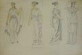 Foto 6: Annemarie Strupat: 6 Zeichnungen, Tusche und Bleistift, Kostüm-Entwürfe von 1695 - 1807 zum Kolorieren, Mitte 20. Jahrhundert
