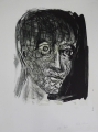 Foto 1: A. R. Penck (* 1939): Graphik - Lithographie, Porträt Sascha Anderson, Druck von 1990
