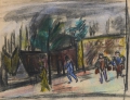 Foto 4: Heinrich Sussmann (1904-1986): 8er Satz Zeichnungen - farbige Kreide, Straßen- und Vergnügungsszenen