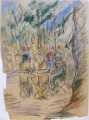 Foto 7: Heinrich Sussmann (1904-1986): 8er Satz Zeichnungen - farbige Kreide, Straßen- und Vergnügungsszenen