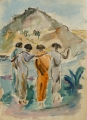 Foto 1: Heinrich Sussmann (1904-1986): 5er Satz Aquarelle, Landschafts- und Orient-Szenen
