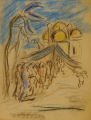 Foto 4: Heinrich Sussmann (1904-1986): 6er Satz Handzeichnungen - farbige Kreide, Orient-Szenen aus Tunesien