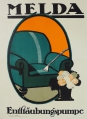 Foto 1: Hans Rudi Erdt (1883-1918/25): Gebrauchsgraphik - Farblithographie, Werbe-Kleinplakat für Staubsauger Melda, Druck Hollerbaum & Schmidt - Berlin