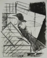 Foto 1: Claus Weidensdorfer (* 1931): Graphik - Lithographie, Ohne Titel - Komposition mit Vogel, Druck von 1990