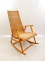Foto 1: Design Schaukelstuhl, um 1960, Deutsche Werkstätten Dresden-Hellerau, Entwurf, Buche und Peddigrohr