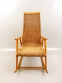 Foto 2: Design Schaukelstuhl, um 1960, Deutsche Werkstätten Dresden-Hellerau, Entwurf, Buche und Peddigrohr