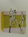 Rainer Gottlieb Mordmüller (* 1941): Graphik - Farblithographie, "Drei Figuren", handschriftliche Widmung