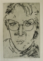 Peter Ouart: Graphik - Radierung, "Künstler-Selbstporträt", Ende 20. Jahrhundert, Berlin