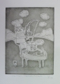 Foto 1: Ute Klein (* 1965): 2 Graphiken - Radierungen, humorvoll arrangierte Szenen, Quirla, 1998