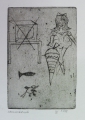 Foto 2: Ute Klein (* 1965): 2 Graphiken - Radierungen, humorvoll arrangierte Szenen, Quirla, 1998