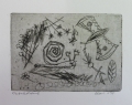 Foto 1: Thomas Klein: 2 Graphiken - Radierungen, Natur-Collage / Kirchenbau, datiert 1998, Quirla