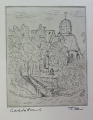 Foto 2: Thomas Klein: 2 Graphiken - Radierungen, Natur-Collage / Kirchenbau, datiert 1998, Quirla