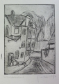 Foto 1: Ralph Ebersbach (* 1969): Graphik - Radierung, Altstadt-Vedute, datiert 1998, Scheiditz