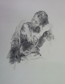 Foto 1: Carl Timner (* 1933): Graphik - Lithographie, Sich kämmendes Mädchen, Druck 1989