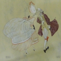 Foto 1: Leo Rauth (1884-1913): Federlithographie handkoloriert, Menuett de la Reine, um 1900