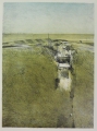 Foto 1: Louis - Louis George Nicolas Busman (* 1944): Graphik - Farblithographie, Landschaft, Druck Taborpresse von 1990, Graphik-Kalender Verein Berliner Künstler