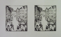 Kurt Mühlenhaupt (1921-2006): Graphik - Lithographie, Doppelbild "Kiez mit Baustelle", Druck von 1990