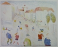 Kurt Mühlenhaupt (1921-2006): Graphik - Farblithographie, "Berliner Straße mit U-Bahn", Druck Taborpresse Berlin von 1989