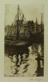 Foto 1: Wilhelm Lategahn (1882-1955): Graphik - Radierung, Hafen mit Fischkutter