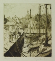 Foto 1: Hugo Eichler: Graphik - Radierung, Stralsund Hafen, 20. Jahrhundert
