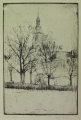 Foto 1: Emil Rudolf Weiß (1875-1942): Graphik - Radierung, Baumgruppe mit Kirche