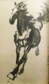 Xu Beihong (1895-1953): Graphik - alter Offsetdruck, nach Tuschezeichnung, Tierstudie "Galoppierendes Pferd", China, Mitte 20. Jahrhundert