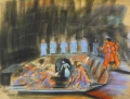 Foto 2: Hanna Hausmann-Kohlmann (1897-1984): 3er Satz Pastell-Zeichnungen, zu Theaterstücken von Shakespeare Macbeth / Wie es euch gefällt / Komödie der Irrungen, datiert auf 1968, Dresden