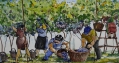 S. Vellini attr.: Fliesenbild "Weinernte", datiert 1998, Italien