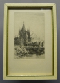 Foto 2: Signierte Graphik - Radierung, Stadtvedute mit Kirchen-Ensemble, datiert wohl 1930