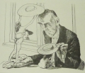 Foto 1: Johannes Grützke (* 1937): auf 5 Blättern 8 Graphiken - Lithographien (3 Doppelblätter), aus Bildserie, Drucke von 1987-1994