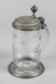 Biedermeier Glas Humpen, datiert 1829, Zinn-Punze