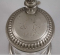 Foto 2: Biedermeier Glas Humpen, datiert 1829, Zinn-Punze