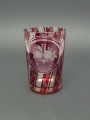 Biedermeier Glas Andenkenbecher, Böhmen, Rotbeize und Gravur nach Friedrich Egermann, Widmungsspruch