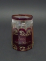 Foto 2: Biedermeier Glas Walzenkrug, Böhmen, Rotbeize und Gravur nach Friedrich Egermann, Widmungsspruch