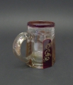 Foto 3: Biedermeier Glas Walzenkrug, Böhmen, Rotbeize und Gravur nach Friedrich Egermann, Widmungsspruch