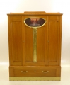 Foto 1: Victor Horta (1861-1947) attr.: Jugendstil Schrank / Salonmöbel, um 1910, in Rüster, mit Öl-Gemälde in Anlehnung an Arnold Böcklin
