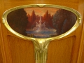 Foto 5: Victor Horta (1861-1947) attr.: Jugendstil Schrank / Salonmöbel, um 1910, in Rüster, mit Öl-Gemälde in Anlehnung an Arnold Böcklin