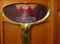 Foto 9: Victor Horta (1861-1947) attr.: Jugendstil Schrank / Salonmöbel, um 1910, in Rüster, mit Öl-Gemälde in Anlehnung an Arnold Böcklin