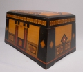 Foto 3: Konische intarsierte Jugendstil Holz-Schatulle, wohl Darmstadt, mit Brandstempel RW