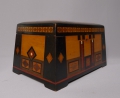 Foto 5: Konische intarsierte Jugendstil Holz-Schatulle, wohl Darmstadt, mit Brandstempel RW