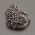 Ring, 1. Hälfte 20. Jahrhundert, 925er Sterlingsilber, mit Aquamarinen und Markasiten