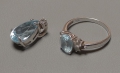Demi Parure, Ring und Kettenanhänger, 20. Jahrhundert, 925er Sterlingsilber, mit Steinbesatz