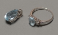 Foto 5: Demi Parure, Ring und Kettenanhänger, 20. Jahrhundert, 925er Sterlingsilber, mit Steinbesatz