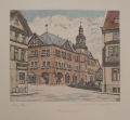 Kurt Mücke (1885-1940): Radierung, "Nordhausen" - altes Rathaus, Beigabe "Am Grimmel"